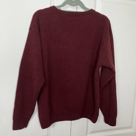 Vintage BHC Sweater Mens L Lambswool Red Vneck Prep Collegiate Heritage Academia - Picture 3 of 7